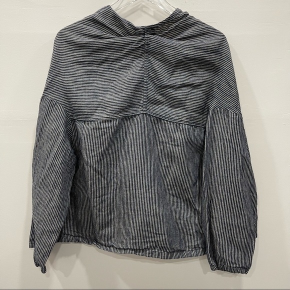 Alternative Button Front Oversized Tie-Front Stripe Top Oversized Lagenlook M - Picture 12 of 13